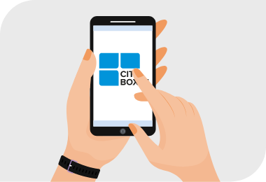 Das CityBox24 Logo auf dem Bildschirm eines Smartphones - online eine Lagerbox auswählen